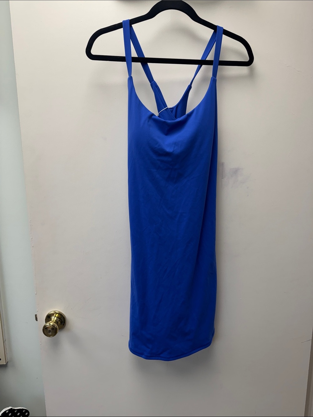 HALARA Cobalt Blue Midi Dress with Cross-Strap Back